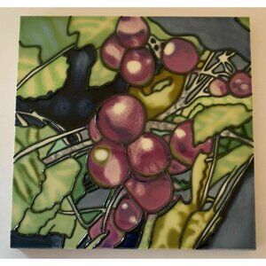 Purple Grapes Fruit Decorative Wall Art Ceramic Tile 8x8 New Kitchen Gift